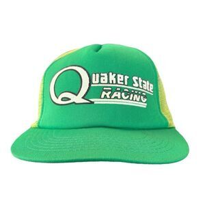 Vintage Quaker State Racing Snapback Trucker Hat Green Adjustable